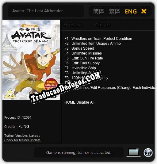 Treinador liberado para Avatar: The Last Airbender [v1.0.4]